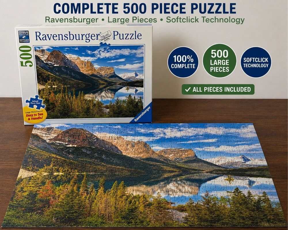 Ravensburger 500 Piece Mountain Lake Puzzle Large Piece Complete